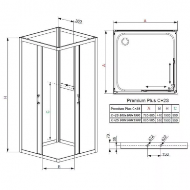 Боковая стенка Radaway Premium Plus 2S (33433-01-01N) (90 см) прозрачное стекло 2
