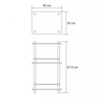 Полка стеклянная Wasserkraft K-4033 (40x30 см) (тройная) напольная 5