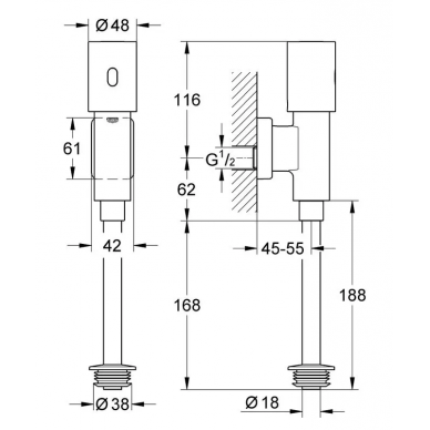 Cмывное устройство для писсуара Grohe Tectron (37421000) 1