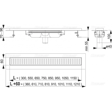 Душевой лоток Alcadrain APZ1101 Low (APZ1101-950) 950 мм 2