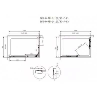 Душевой уголок Cezares Eco AH2 (120x80) текстурированное стекло 2