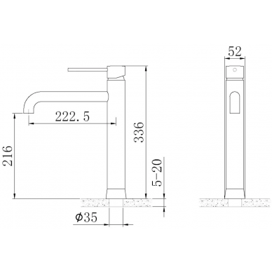Смеситель для раковины Black&White Universe U7600GM (серый) 6