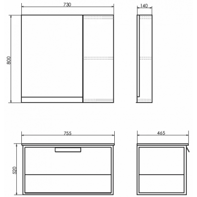 Тумба для ванной Comforty Бонн 75 (75.5x52x46.5 см), графит/дуб дымчатый 8