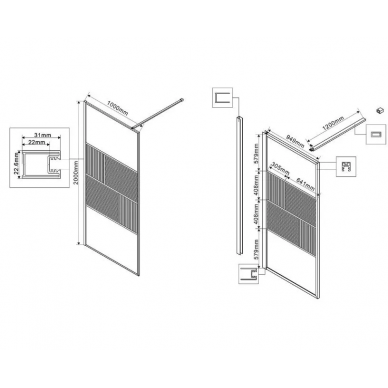 Душевая перегородка Vincea Walk-In HP Art (VSW-1HC100CFGM) 100x200 см, профиль вороненая сталь/стекло рифленое/прозрачное 6