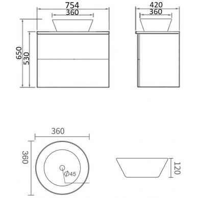 Тумба с раковиной Orange Otto (Ot-75TuMDF+B08-360W) (75 см) подвесная, белый 7