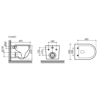 Унитаз подвесной Ceramicanova Up Rimless CN4007MB, чёрный матовый, смыв Торнадо, с сиденьем микролифт 9