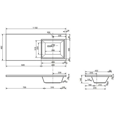 Тумба с раковиной Эстет Dallas Luxe 110 R (ФР-00001966) (правая) 2 ящика, белая 7