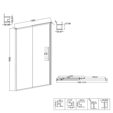 Душевая дверь Niagara Nova NG-85-13TB 130х195 профиль чёрный/ стекло тонированное 8
