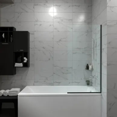 Шторка для ванной Triton Статик-Блэк 70x140 профиль чёрный/стекло прозрачное 2