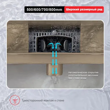 Душевой лоток Raglo R650 R650.60.03 600мм, сатин золотой 8