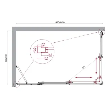 Душевой уголок BelBagno Luce LUCE-AH-21-145/90-C-Cr 145x90 см, хром/прозрачное стекло 5