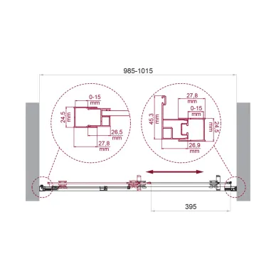 Душевая дверь BelBagno Luce LUCE-BF-1-100-C-ORO 100 см, золото/прозрачное стекло 5