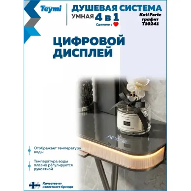 Душевая система Teymi Kati Forte T10241 с умным смесителем, графит 10