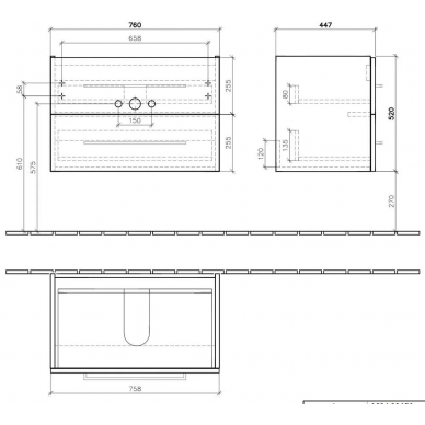 Тумба для ванной Villeroy & Boch Avento (A89100B1) (80 см) Crystal Grey 5