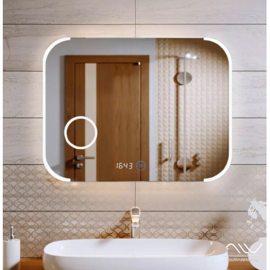 Зеркало Welt Wasser Frank 8060-4B (80x60 см) подогрев, подсветка, часы, Bluetooth 0