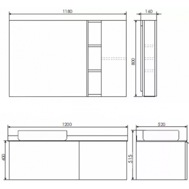 Тумба для ванной Comforty Милан 120 (120x40x52 см), белый/серый, с раковиной Comforty 78189 6