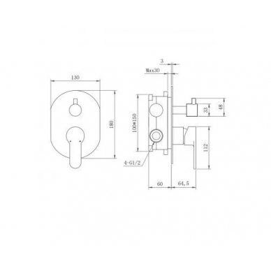 Душевая система Berges Nardis 3R (071008) с изливом, матовый чёрный 7
