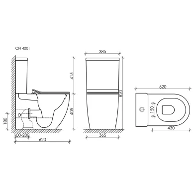 Унитаз напольный Ceramicanova Metropol Rimless (CN4001MB) микролифт, чёрный матовый 9