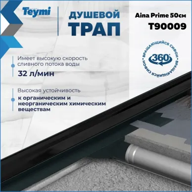 Душевой лоток Teymi Aina Prime T90009 чёрный, 50 см 6