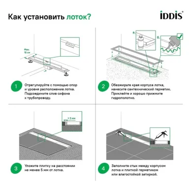 Душевой лоток IDDIS LEVEL 975A8SB10DZ 80 см, хром 6
