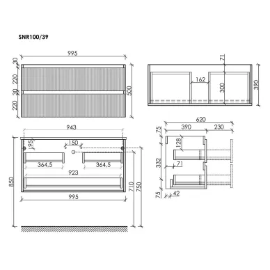 Тумба для ванной Sancos Snob R SNR100/39CE подвесная, 100 см, beige soft 6
