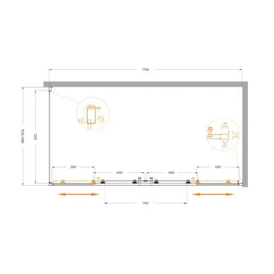 Душевой уголок Cezares Molveno MOLVENO-AH-2/1-180/90-C-Cr-IV 180х90 профиль хром/стекло прозрачное 5