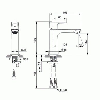 Смеситель для раковины Ideal Standard Connect AIR Grande (A7015AA) 1