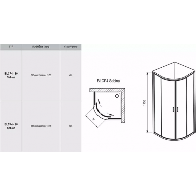 Душевой уголок Ravak Blix BLCP4-90 Sabina (3B270C40Z1) 90x90 см, профиль хром/стекло Transparent 5