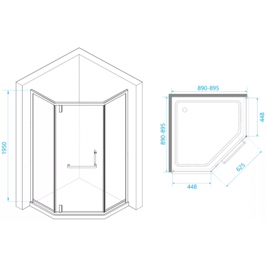 Душевой уголок RGW Hotel HO-084G (100x100) профиль золото/стекло прозрачное 1
