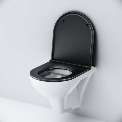 Чаша подвесного унитаза Am.Pm Gem FlashClean (C901700SCmb) безободковый, с микролифтом (крышка черная матовая) 6