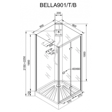 Душевая кабина Cerutti SPA Bella (BELLA901T) (90х90) профиль хром/прозрачное стекло 5