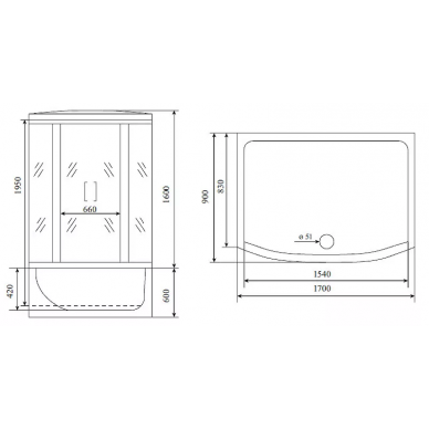 Душевой бокс Timo Lux 170*88*220 NEW T-7770(NEW) с гидромассажем 10