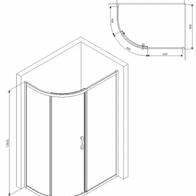 Душевой уголок Am.Pm Like Solo Slide W83UG-302U120MT 120x80, стекло прозрачное/профиль матовый хром 5