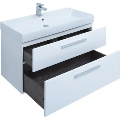 Тумба для ванной Aquanet Nova 249922 Slim Synergy, 100 см, белый глянец 11