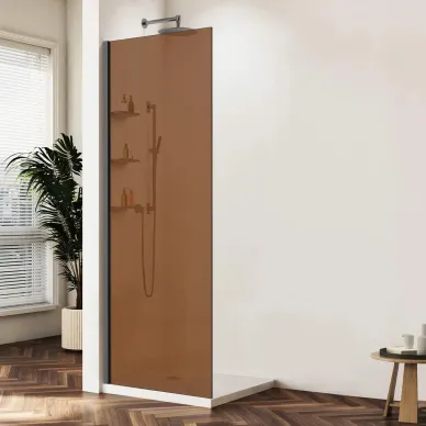Душевая перегородка Vincea Walk-In VSW-1HWS100GSGM 100x200 см, профиль воронёная сталь/стекло янтарь 0