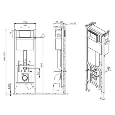 Комплект унитаз подвесной с инсталляцией Cersanit BRASKO SMART DPL EO slim 64916 инсталляция LINK PRO LP 5