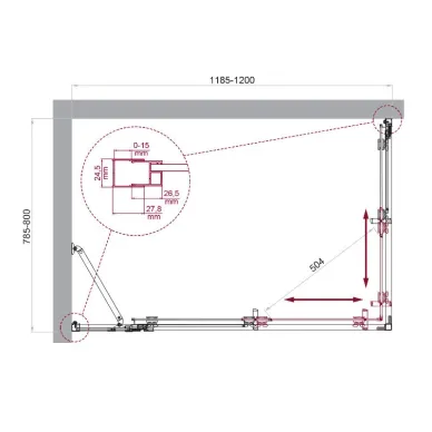 Душевой уголок BelBagno Luce  LUCE-AH-21-120/80-P-Cr 120x80 см, хром/стекло рифленое 6