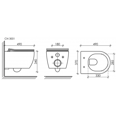 Инсталляция Ceramicanova Envision (CN3001_1001B_1000) с унитазом Play Rimless, черная матовая кнопка 5