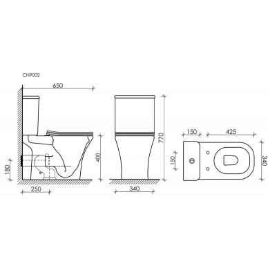 Чаша напольного унитаза Ceramicanova Alfa Rimless (CN9002-B) с сиденьем микролифт 7