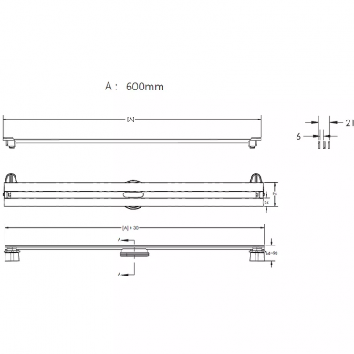 Душевой лоток Berges Super Slim 600 (091052) S-сифон вертикальный, глянцевый хром 6