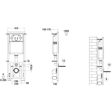 Инсталляция Welt Wasser MARBERG 410 + HOFBACH 041 GL-WT + MAR 410 RD MT-BL в комплекте с унитазом, безободковый, с сидением микролифт 6