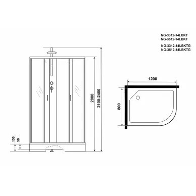Душевая кабина Niagara Classic (NG-3312-14LBKT) 120x80 , без гидромассажа 13