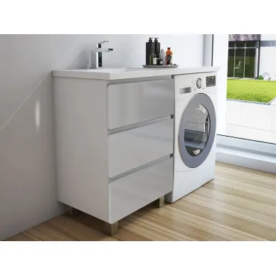Тумба с раковиной Эстет Dallas Luxe 130 L (ФР-00002270) (левая) 3 ящика, белая 6