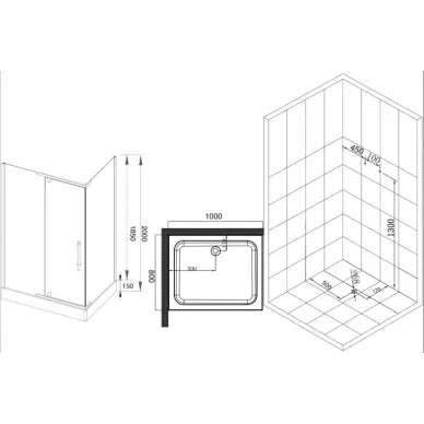 Душевой уголок Esbano ESR-8190, 100x80 см, профиль хром/стекло прозрачное/поддон белый 5
