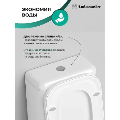 Унитаз напольный Ambassador Forsa 247K19001S тонкое сиденье микролифт 7