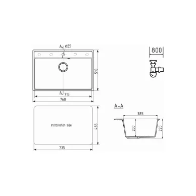 Мойка кухонная Ulgran Quartz (Forte 760-03) десерт 1