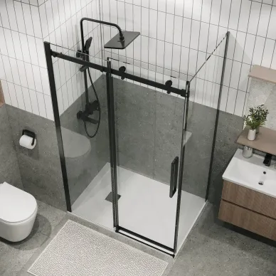 Душевой уголок Grossman Classic 110х90х195 см, стекло прозрачное/профиль чёрный 7