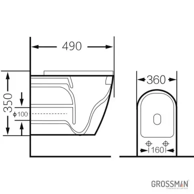 Инсталляция для подвесного унитаза Grossman 900.K31.01.000+клавиша 700.K31.01.110.110 хром матовый+унитаз GR-4455SWS 6