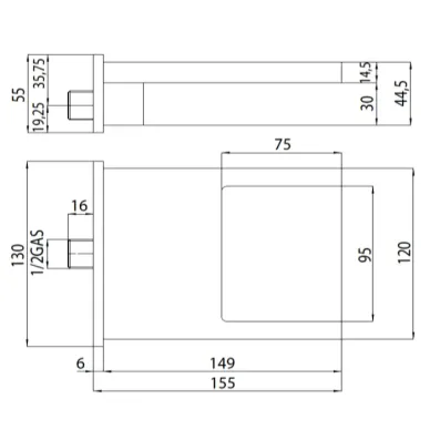 Bossini Cascata XL Верхний душ, настенный, каскад, цвет: хром E88500.030 5