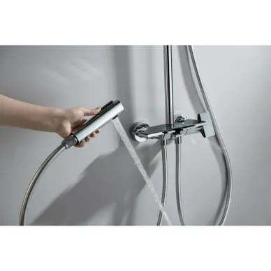 Душевая система Aquatek Поларис AQ3040CR с полочкой изливом и гигиеническим душем, хром 3